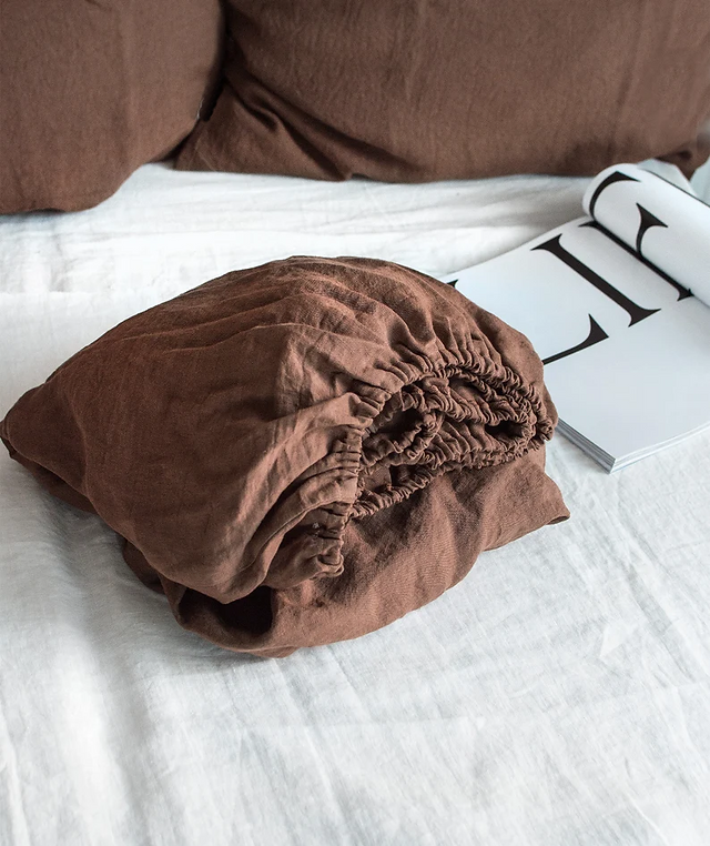 Thumbnail: Stonewashed Linen Dark Choco Duvet Cover