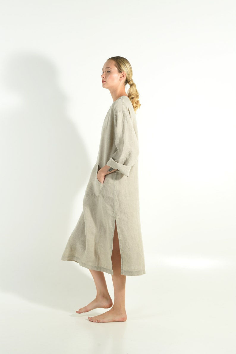 Thumbnail: Linen Kaftan Kalina Midi Natural
