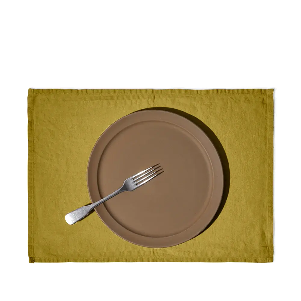 Linen Textured Blend Burnt Custard Placemats Set of 4,6,8