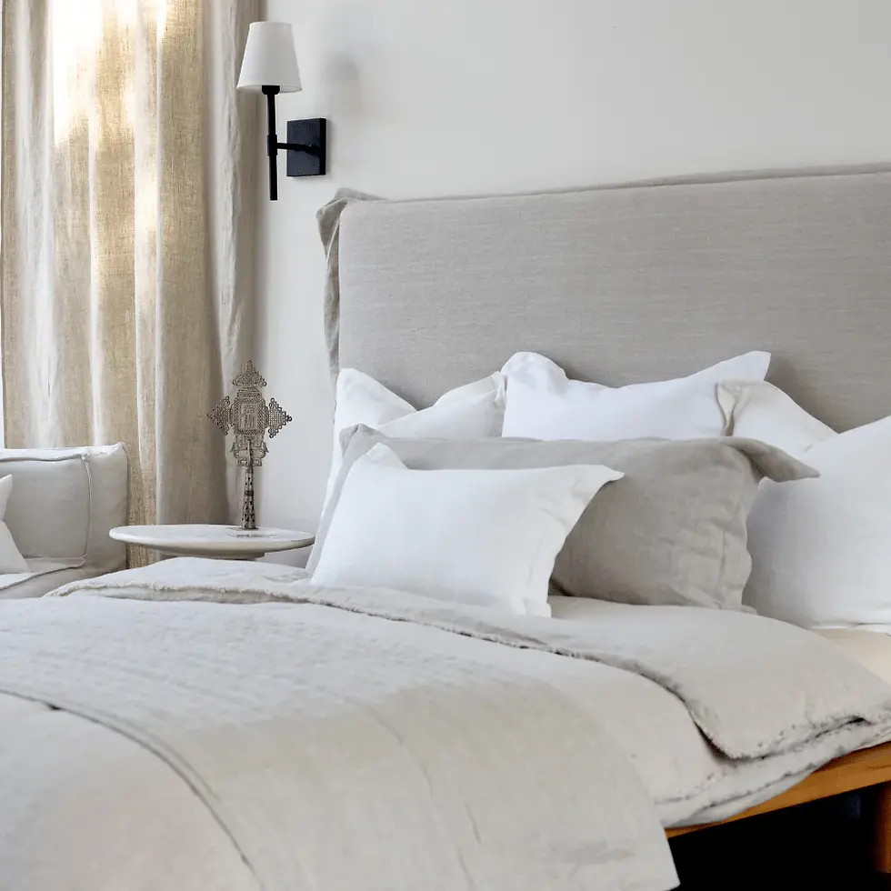 Thumbnail: Flange Dark Natural Linen Throw Cover (Set of 2)