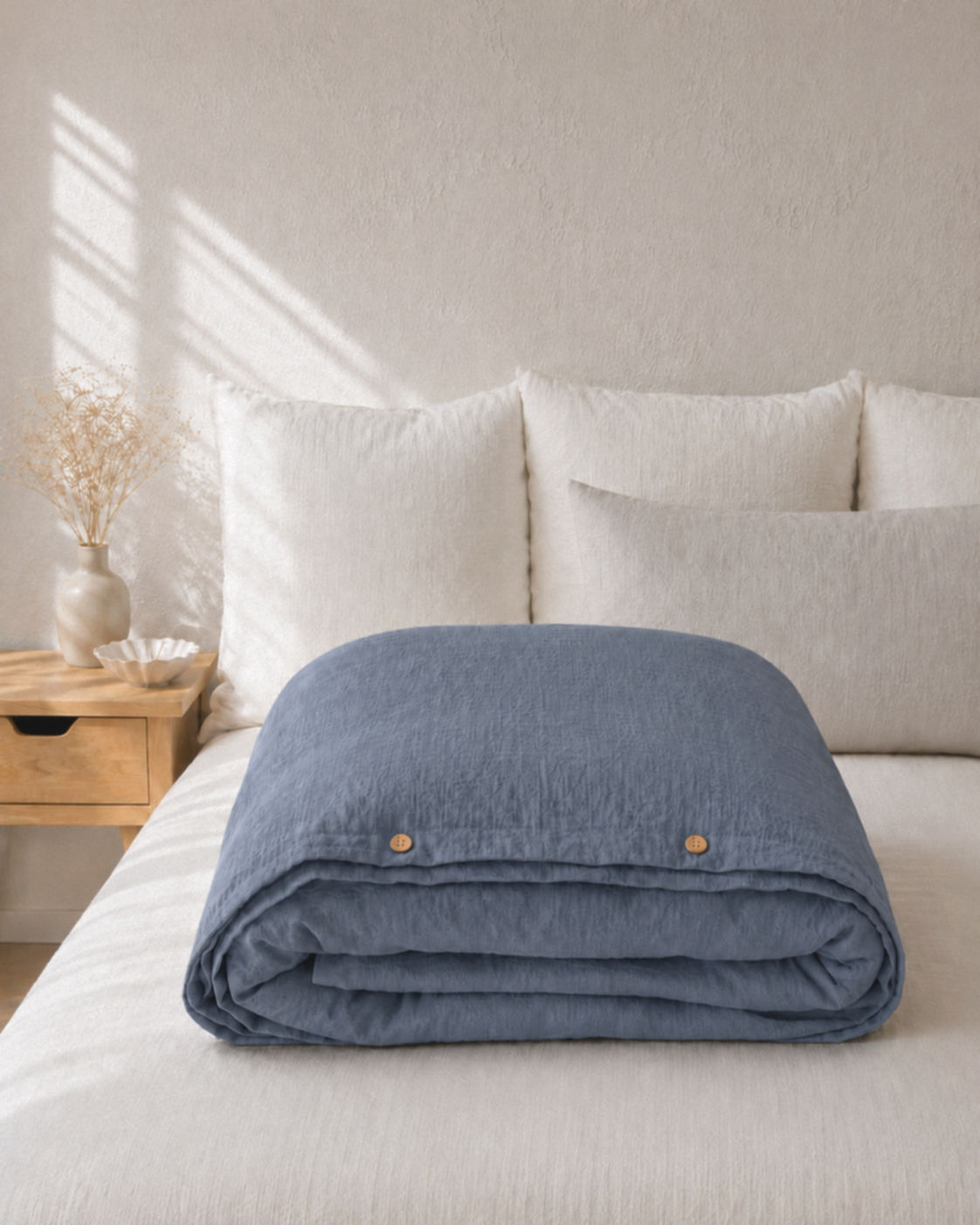 Diana Linen Cotton Ash Blue Duvet Cover