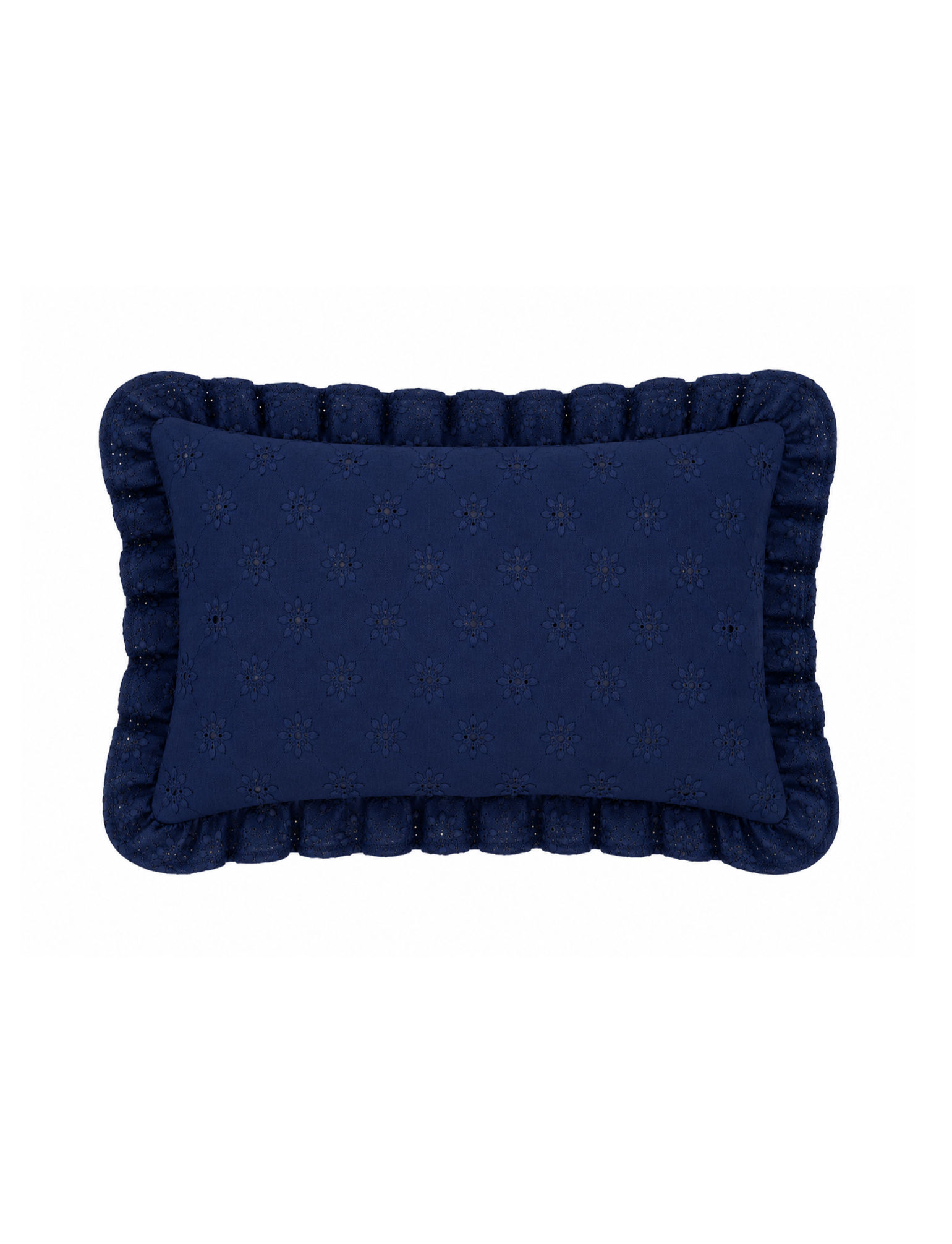 Midnight Eyelet Cotton Lumbar Cushion Cover Fully Lined (Set)