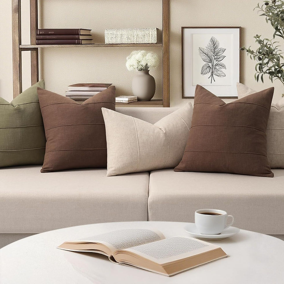 Thumbnail: Thick Weave Channel-Stitched  Throw Pillow Cover Brown