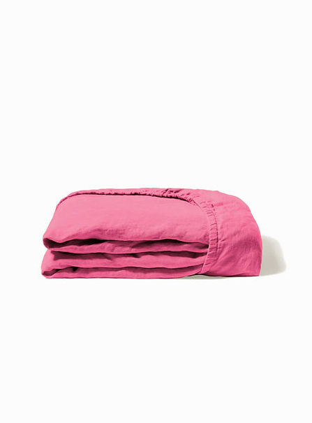 Soft Linen Bubble Gum Fitted Sheet
