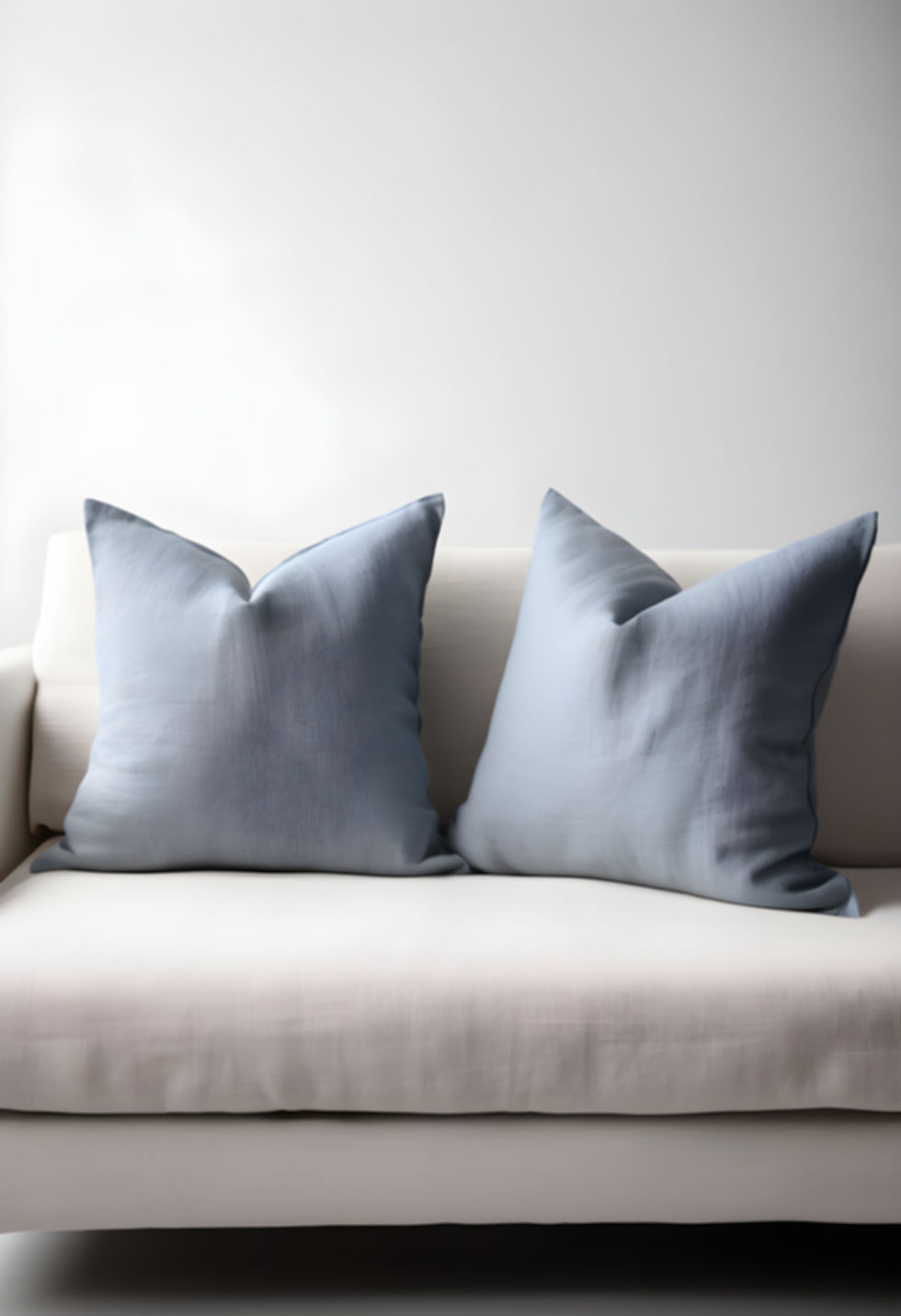 Thumbnail: Stonewashed Linen Cushion Ash Blue - Set of 2
