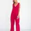 Thumbnail: Melova Linen Jumpsuit Overalls Berry Red