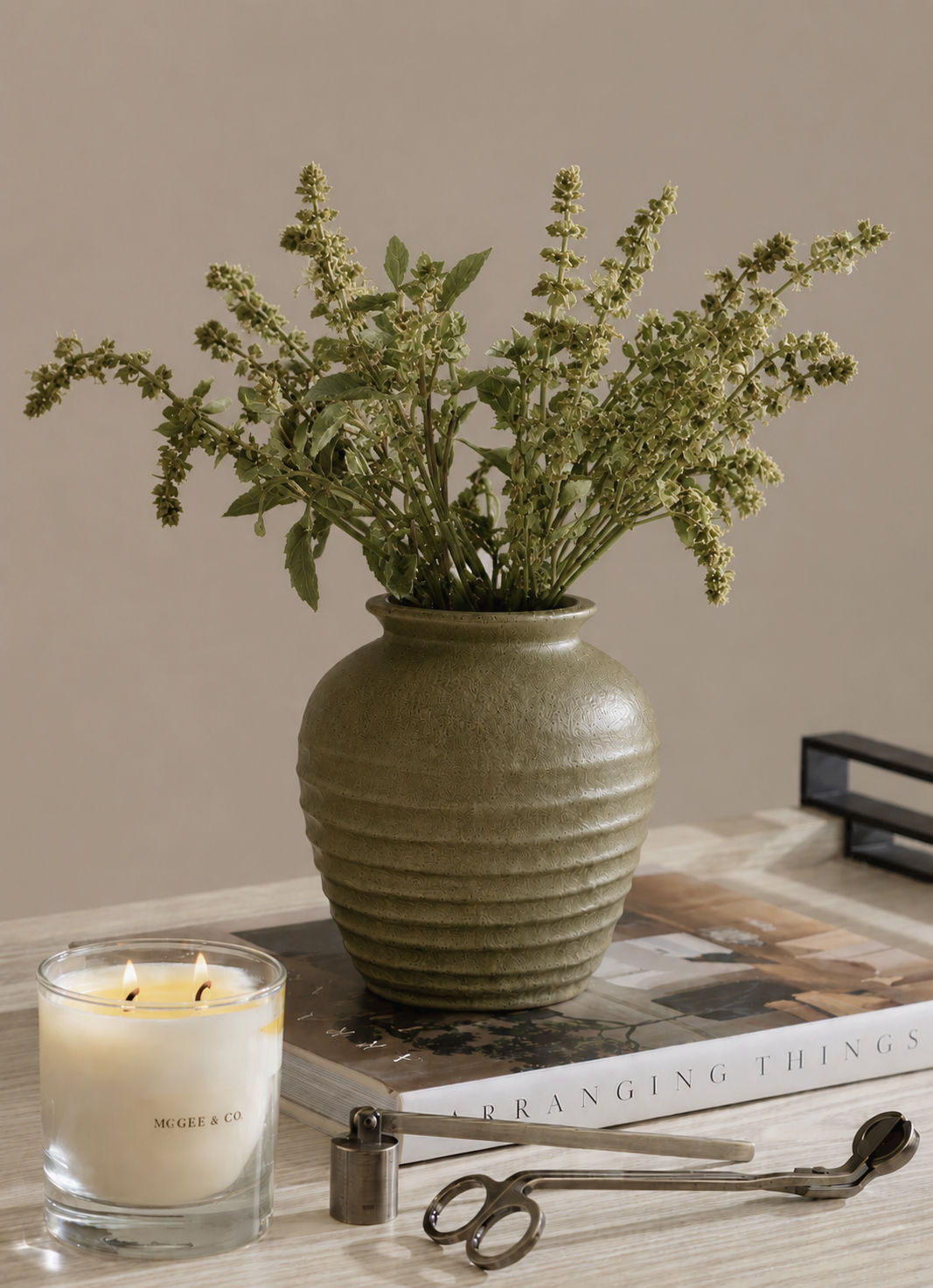 Asina Vase Olive Blend D9" x H8.5"