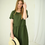 Thumbnail: Amelia Linen Dress with Sleeves (Forest Green)