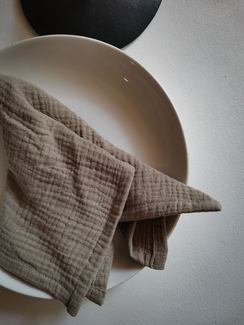 Thumbnail: Gauze Linen Table Napkins Taupe Set of 6