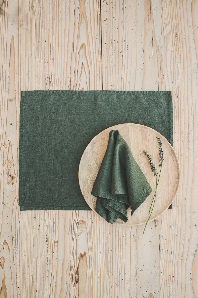 Stonewashed linen napkins emerald - Set of 6