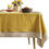 Thumbnail: Textured Linen Cotton Trimmed Tablecloth Mustard-Natural