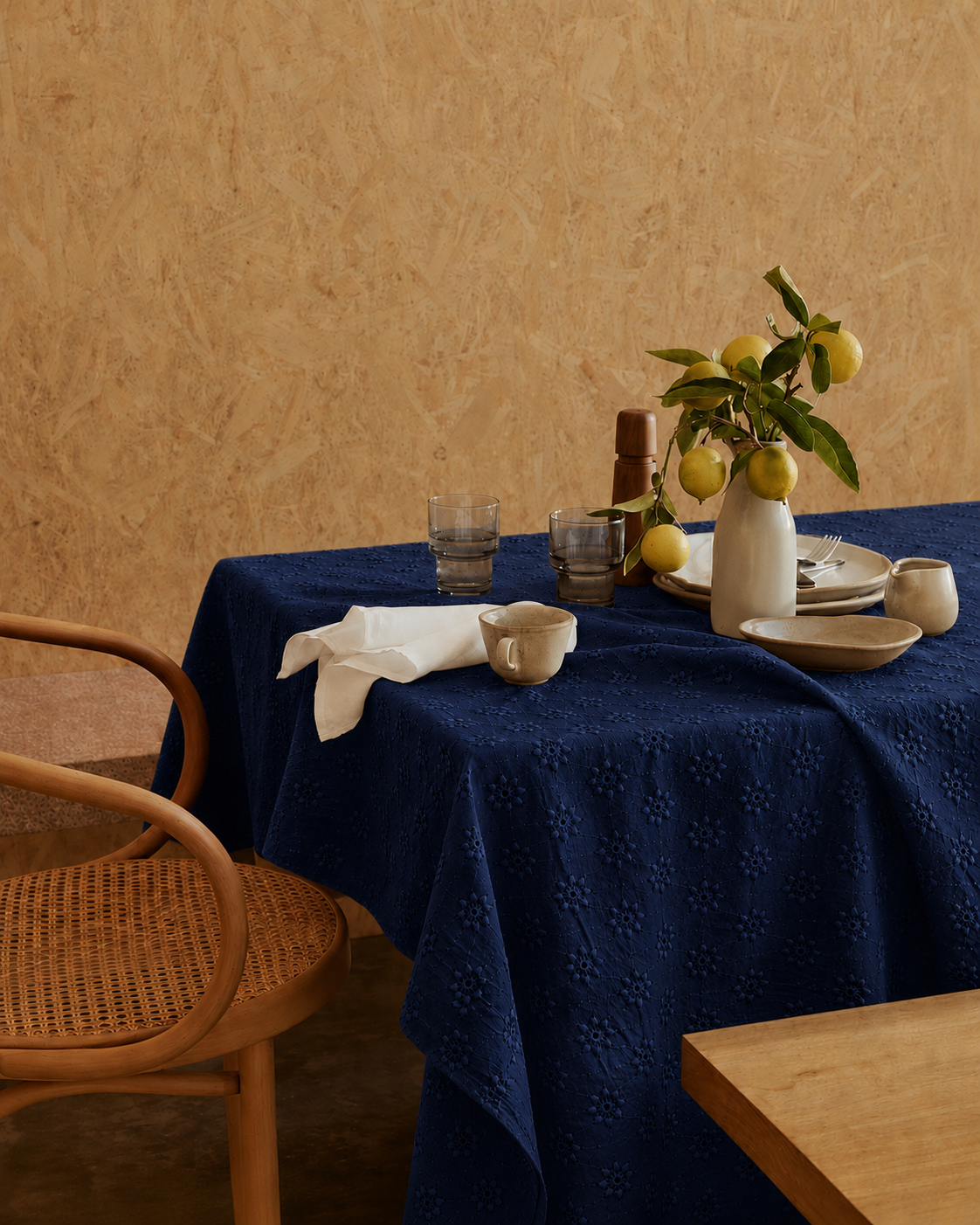 Eyelet Tablecloth Navy Blue