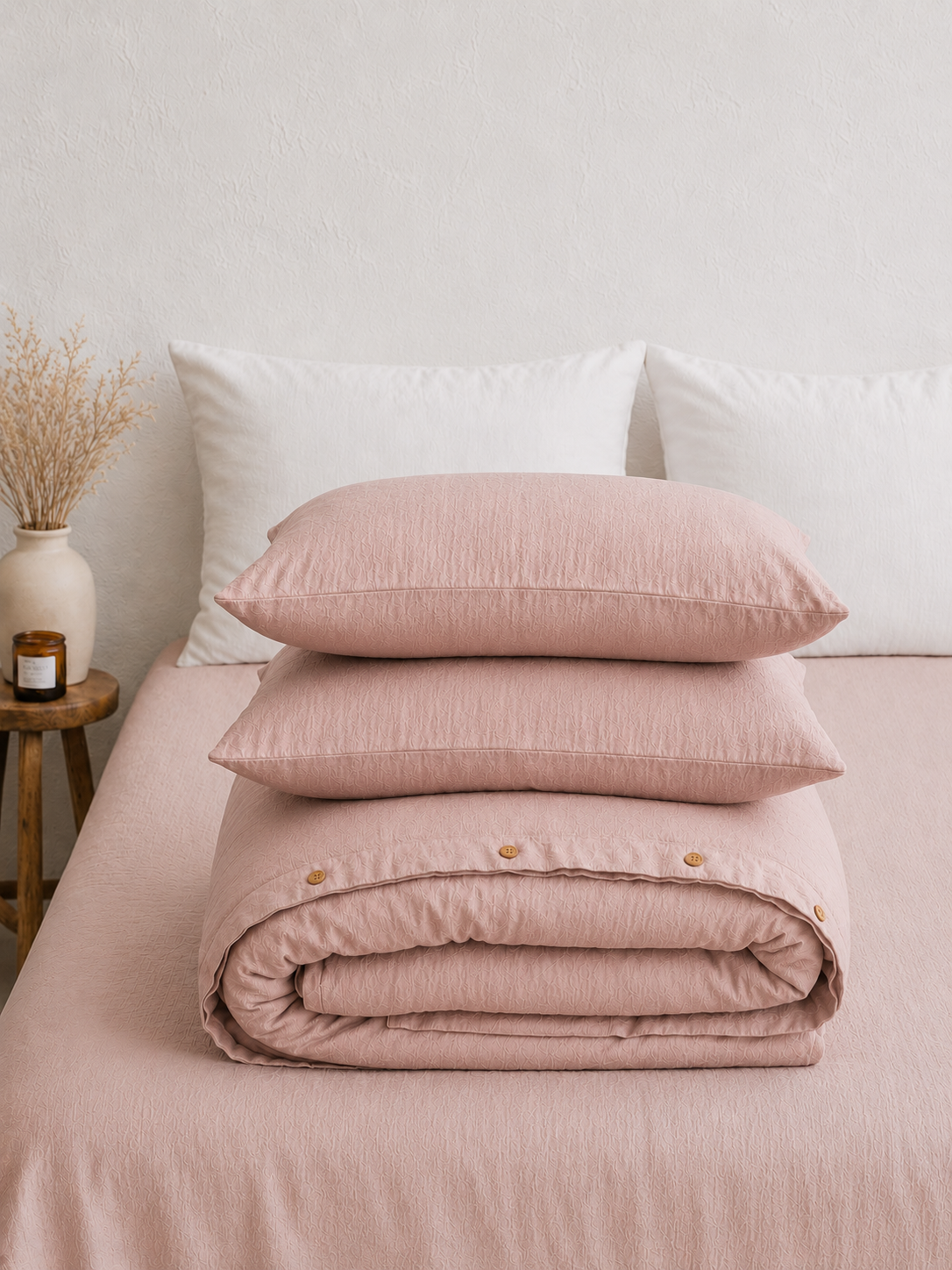 Diana Linen Cotton Pinkish Nude Duvet Set