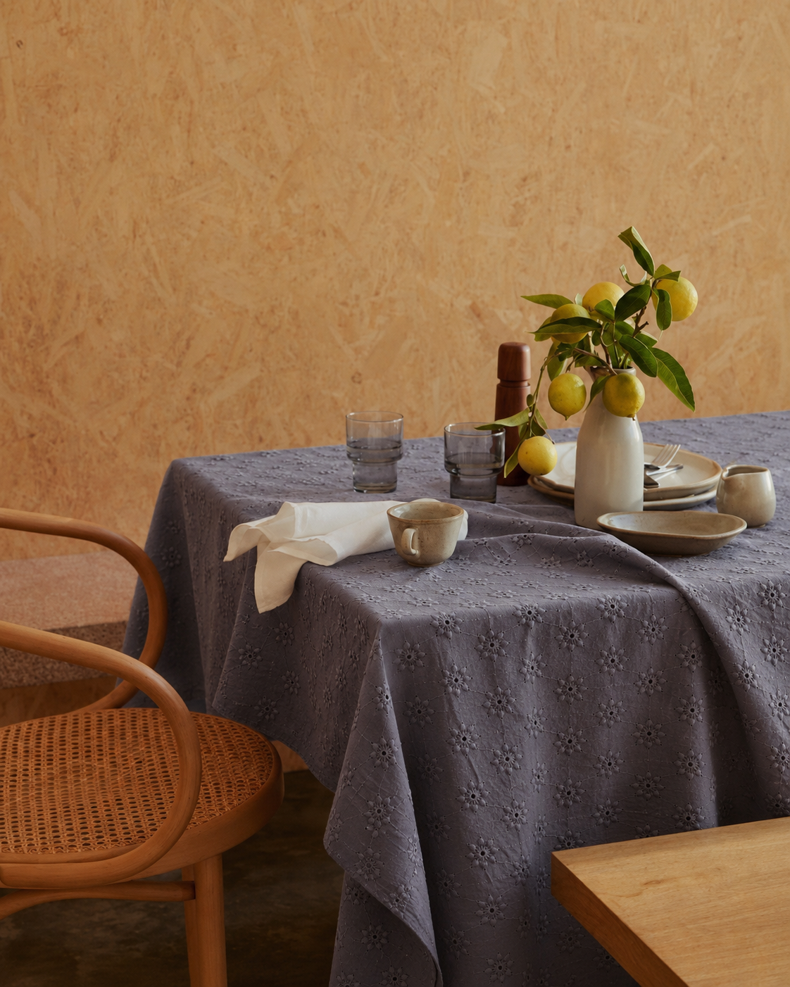 Eyelet Tablecloth Gray