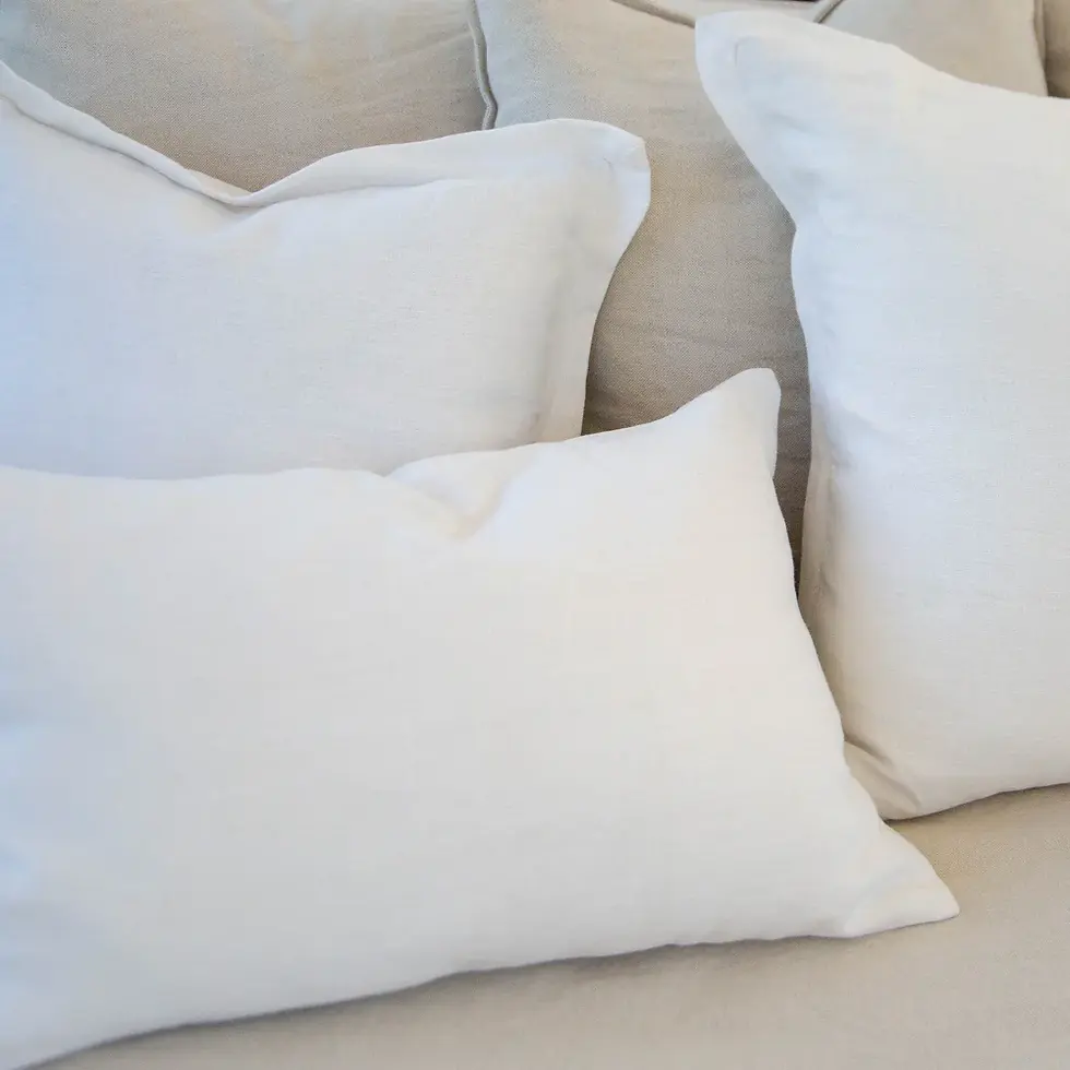Thumbnail: Flange White Linen Throw Pillow Cover (Set of 2)