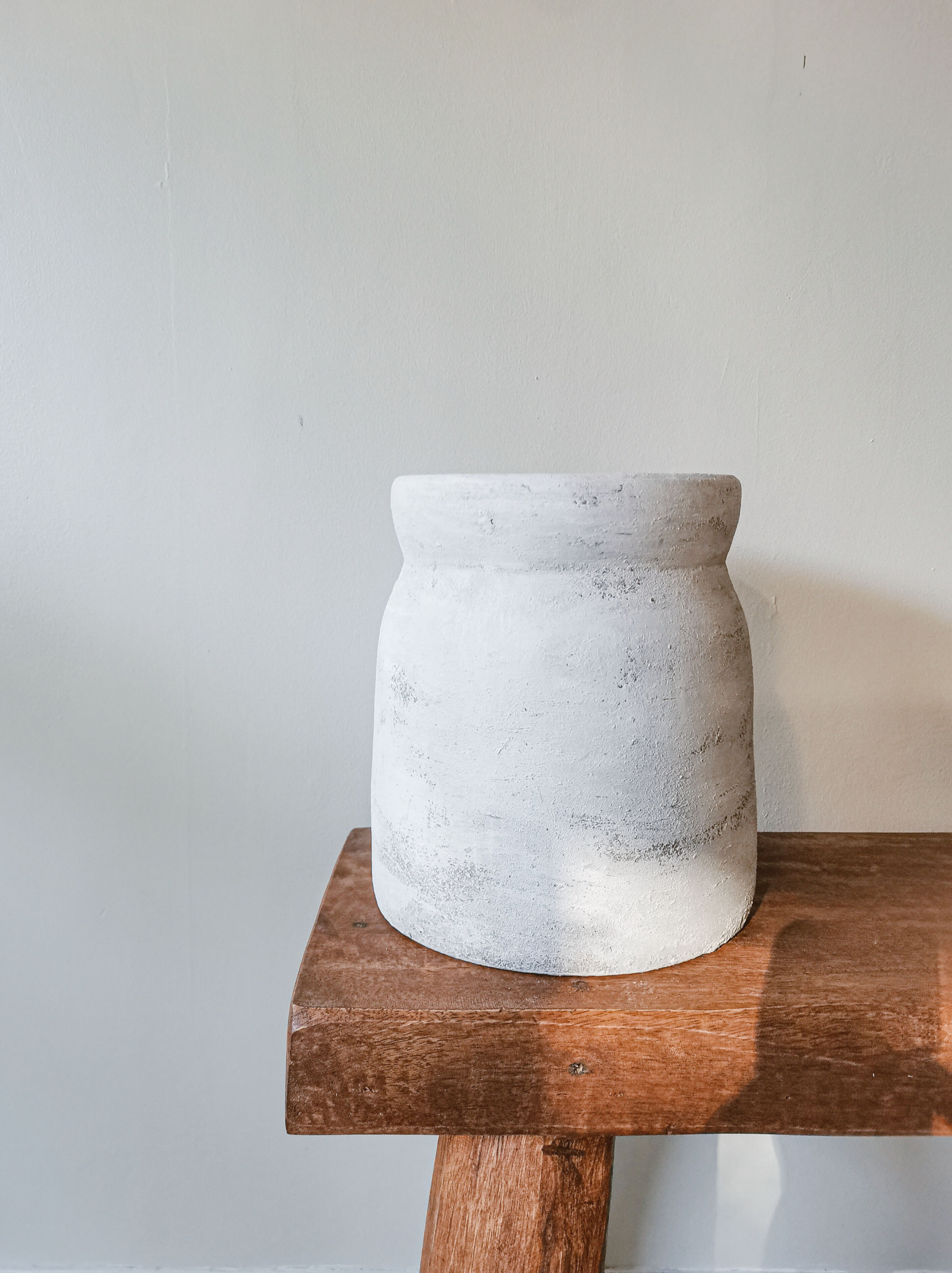 Silvina Clay Vase in White Blend 9"H x 12"D