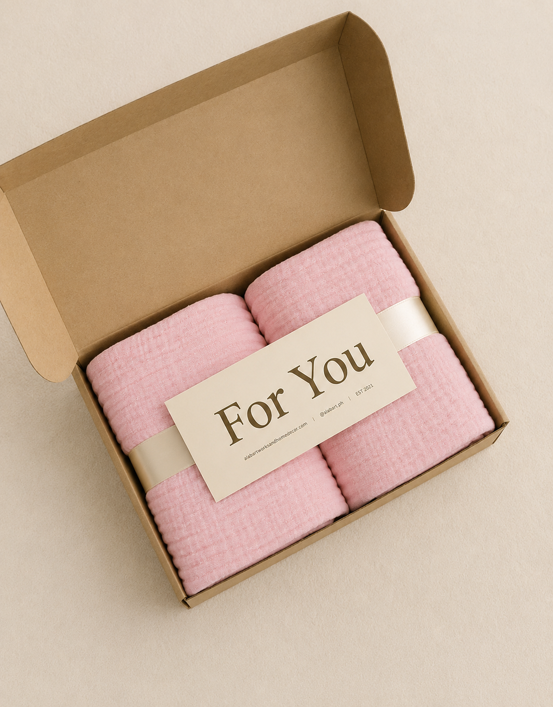 Gauze Hand Towel Pink (Pack of 2)