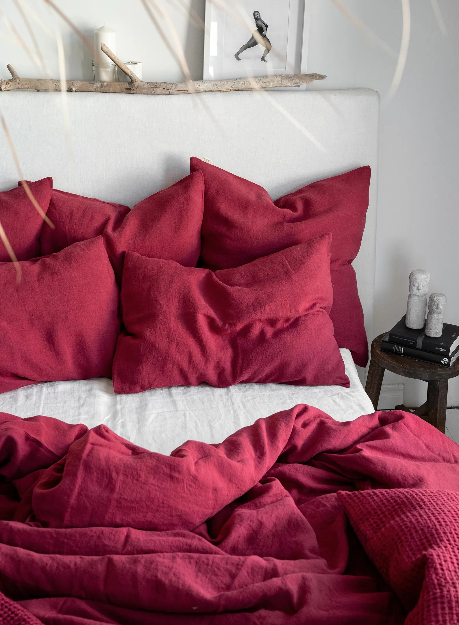 Stonewashed Linen Burgundy Pillow Cover - Set of 2