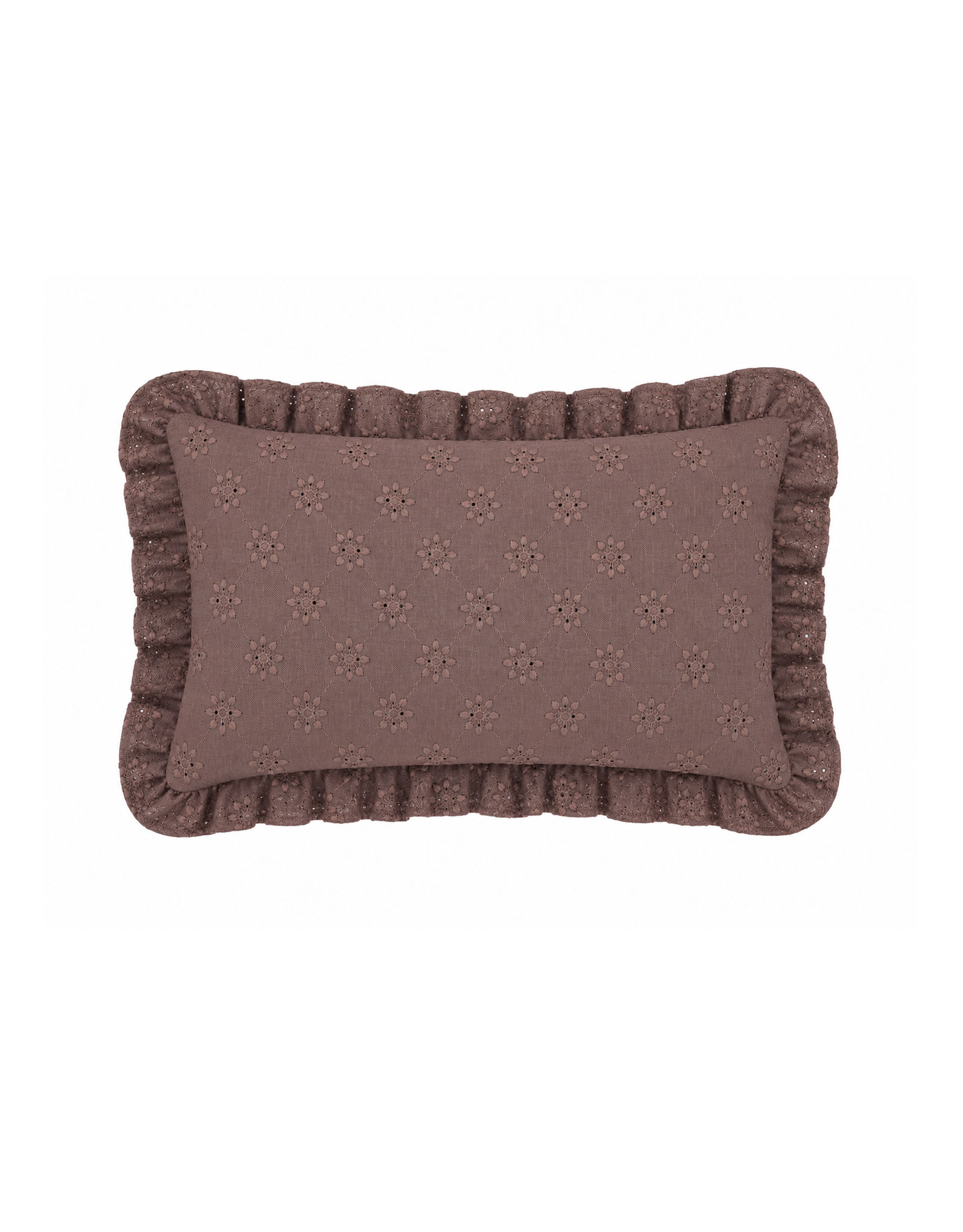 Café Noir Eyelet Cotton Lumbar Cushion Cover Fully Lined (Set)