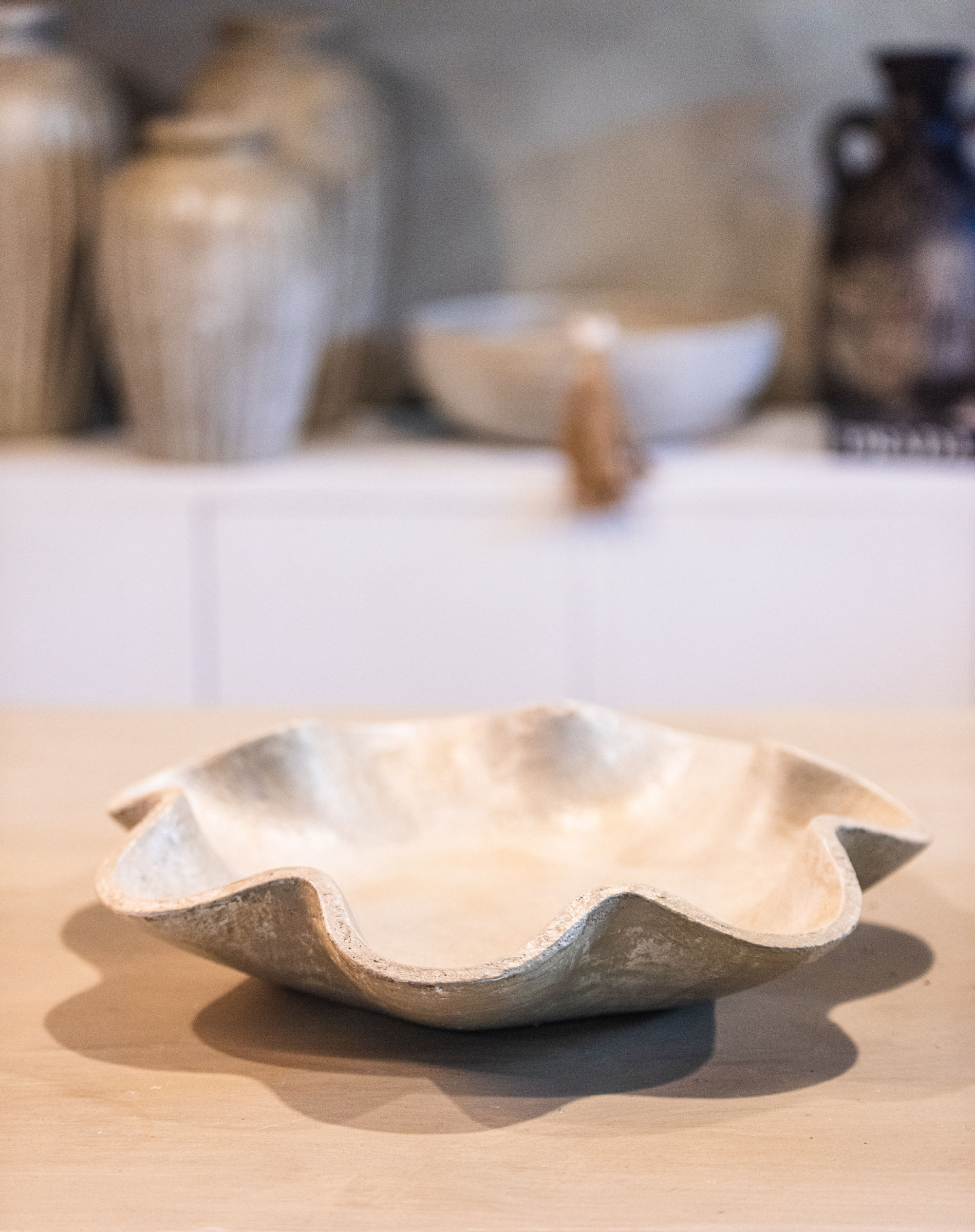 Antonia Tray, Catch Plate in Beige - D16” x H3”