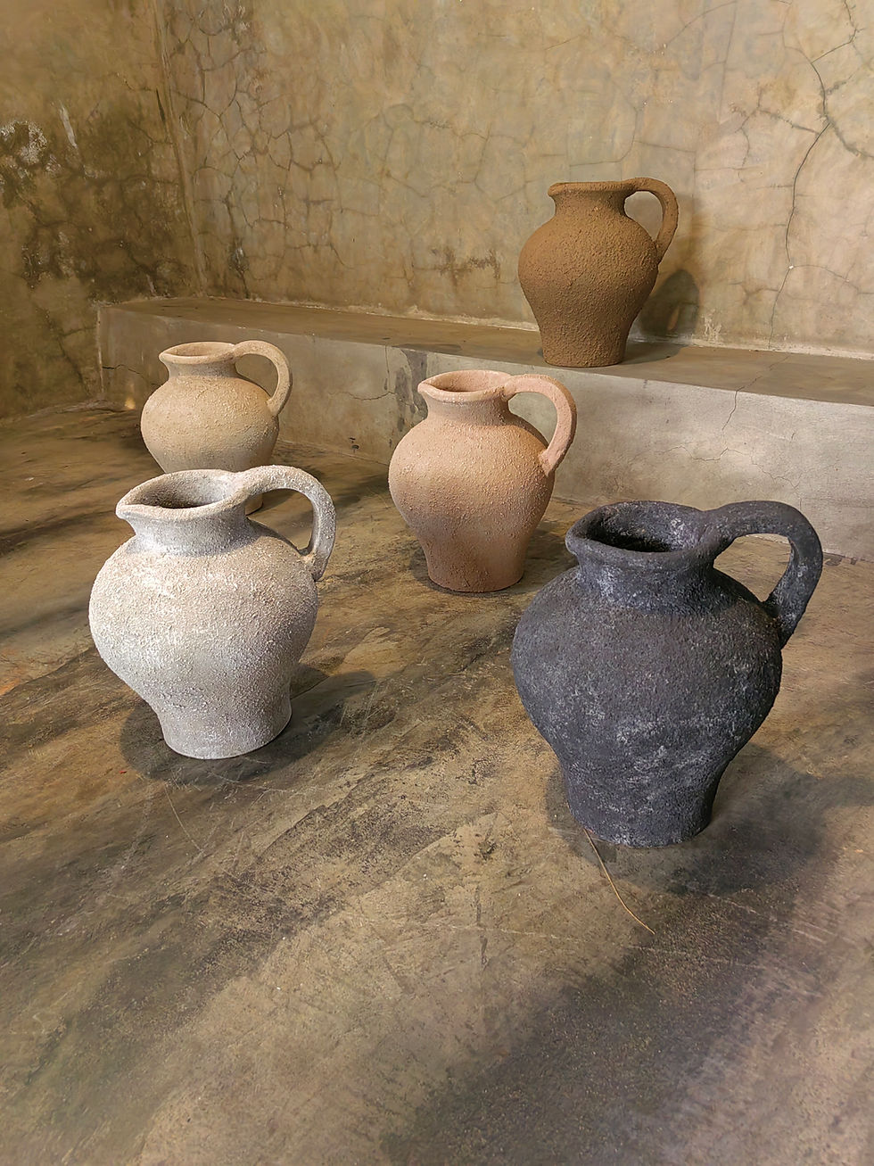 Thumbnail: Hydrea Textured Vintage Rose Clay Jar (Rustic/Vintage/Hand Finish)