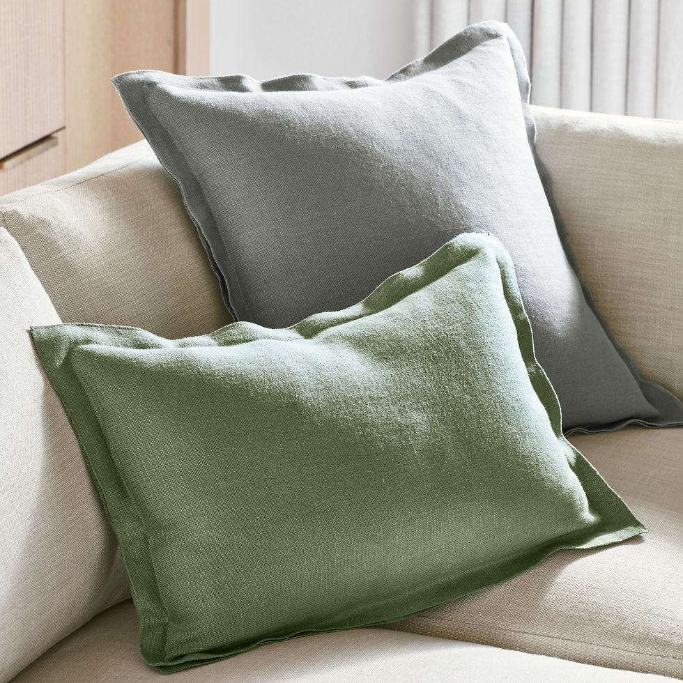 Thumbnail: Linen Flange Lumbar Pillow Cover Beige