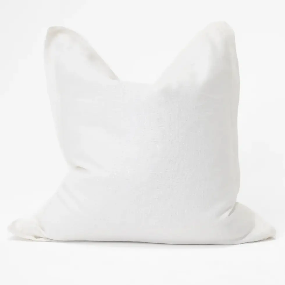 Thumbnail: Flange White Linen Throw Pillow Cover (Set of 2)
