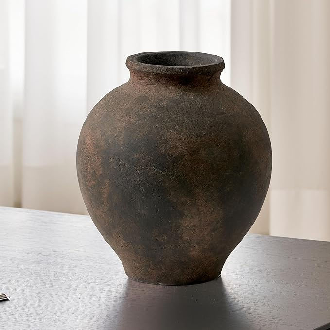 Thumbnail: Selda Clay Vase – Aged Brown 11” H x 4” D