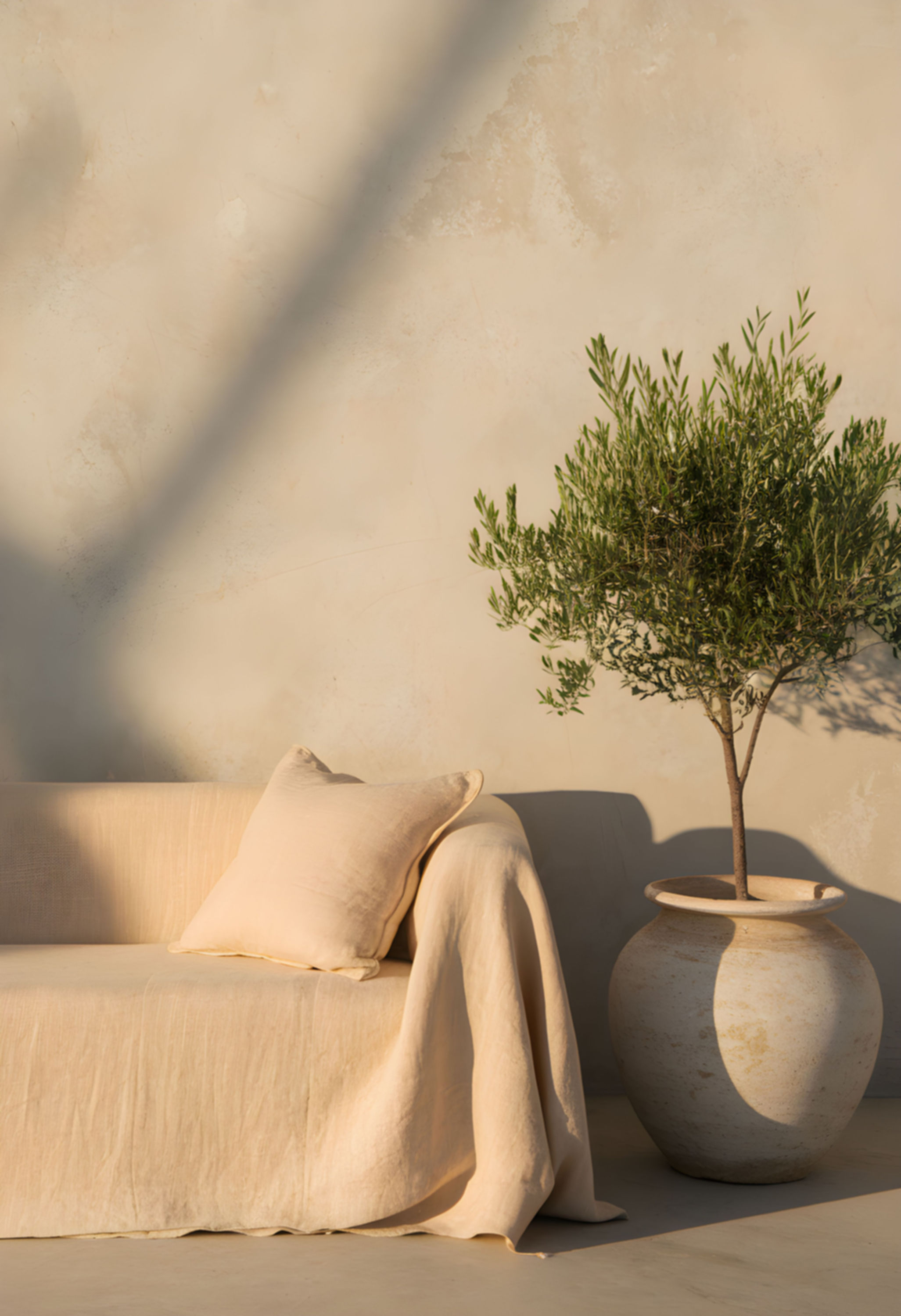 Draped Linen Cotton Couch Cream