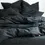 Thumbnail: Stonewashed Linen Black Duvet Cover