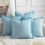 Thumbnail: Textured Linen Cotton Fringe Throw Pillowcase Blue (Set of 4)