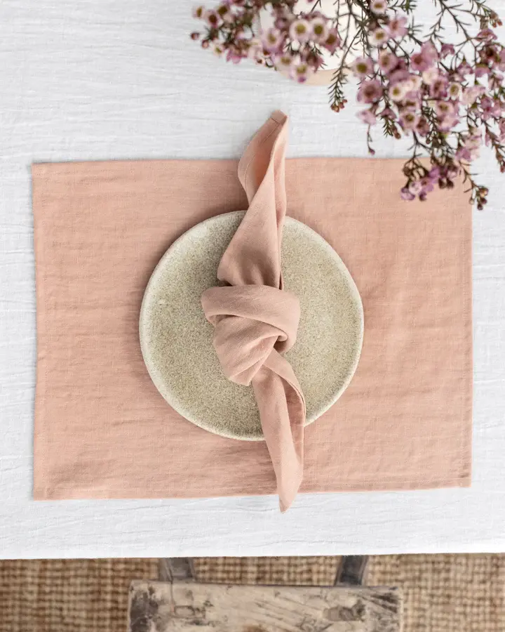 Stonewashed linen napkins peach - Set of 6