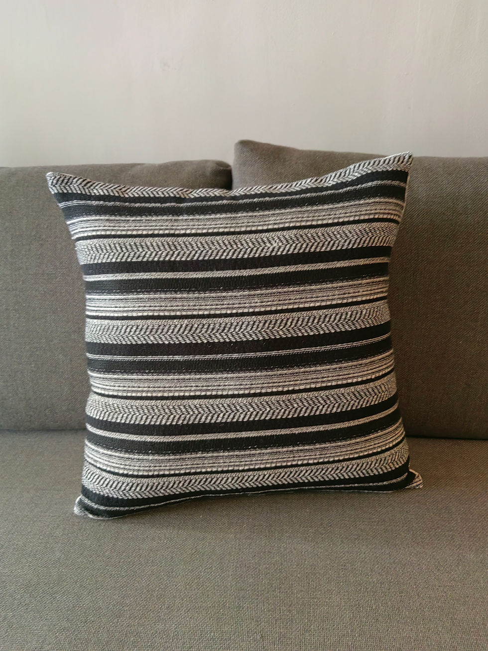 Thumbnail: Texture Woven Stripe Lumbar Pillow  Cover - Midnight Black Blend