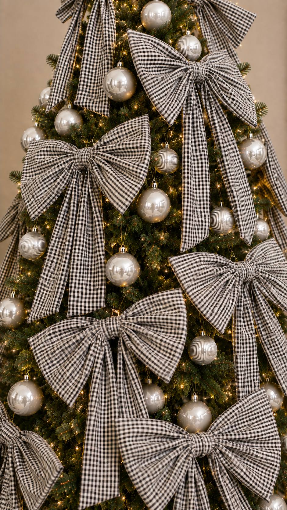 Christmas Large Bow Black Gingham