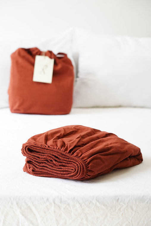 Thumbnail: Diana Linen Cotton Rust Duvet Set