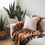 Thumbnail: Washed Linen Decorative Throw Blanket - Cinnamon / Black Fringe