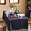 Thumbnail: Textured Linen Cotton Ruffled Tablecloth Navy