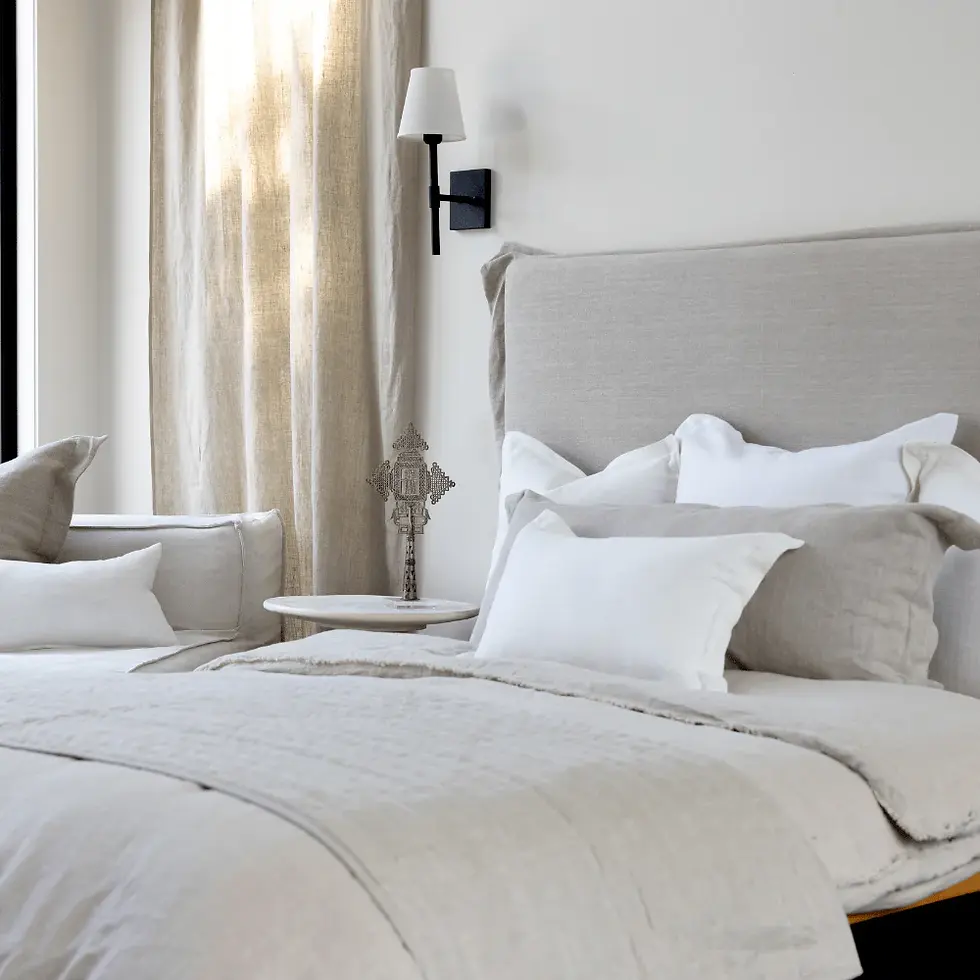 Thumbnail: Flange Dark Natural Linen Throw Cover (Set of 2)