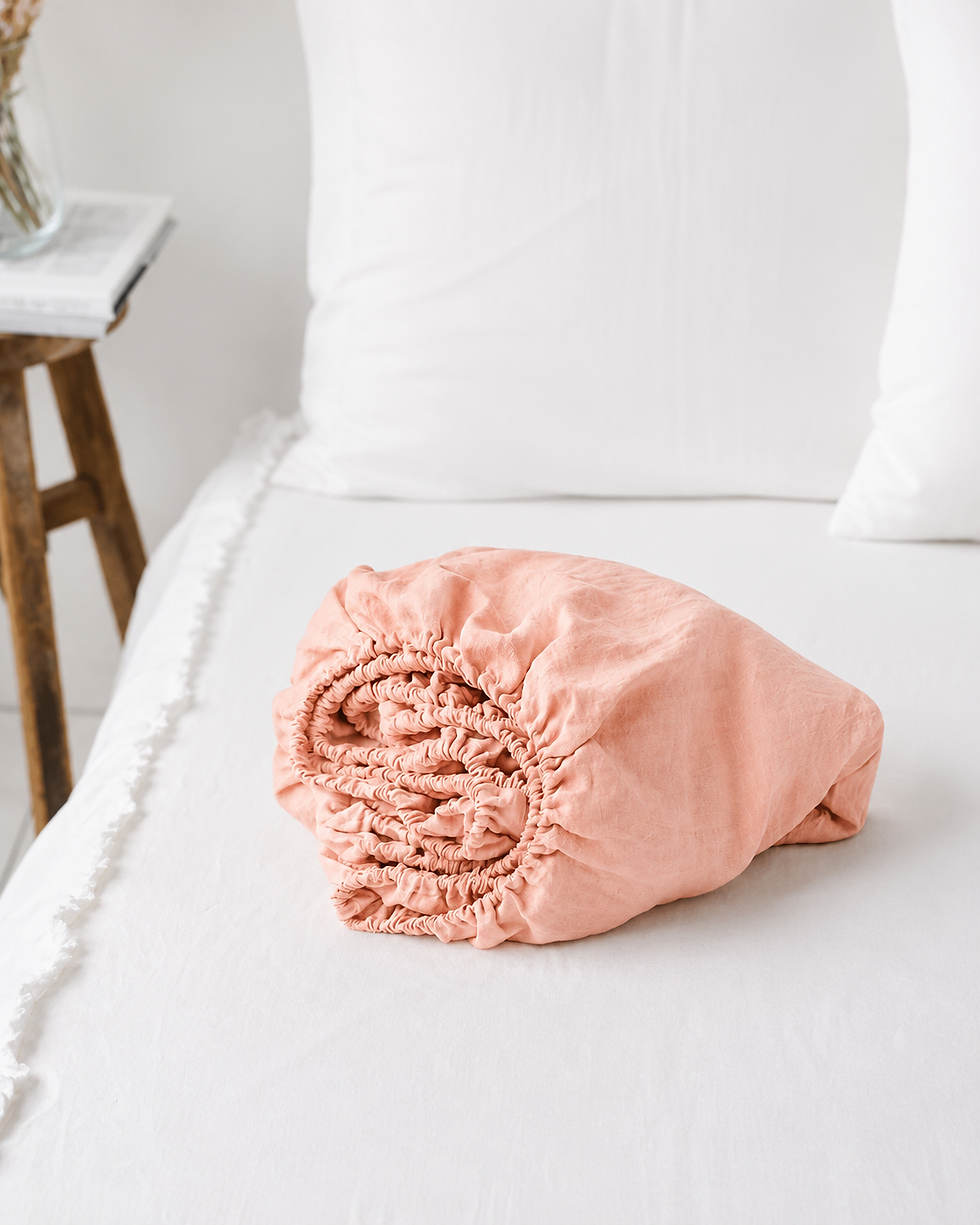 Thumbnail: Diana Linen Cotton Peach Pillowcase