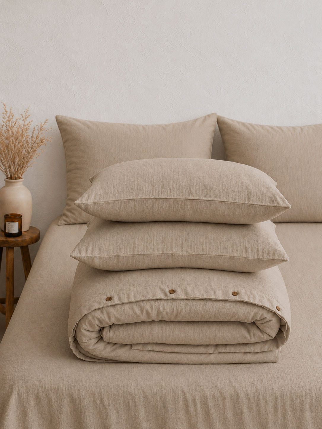 Diana Linen Cotton Dark Natural Duvet Set