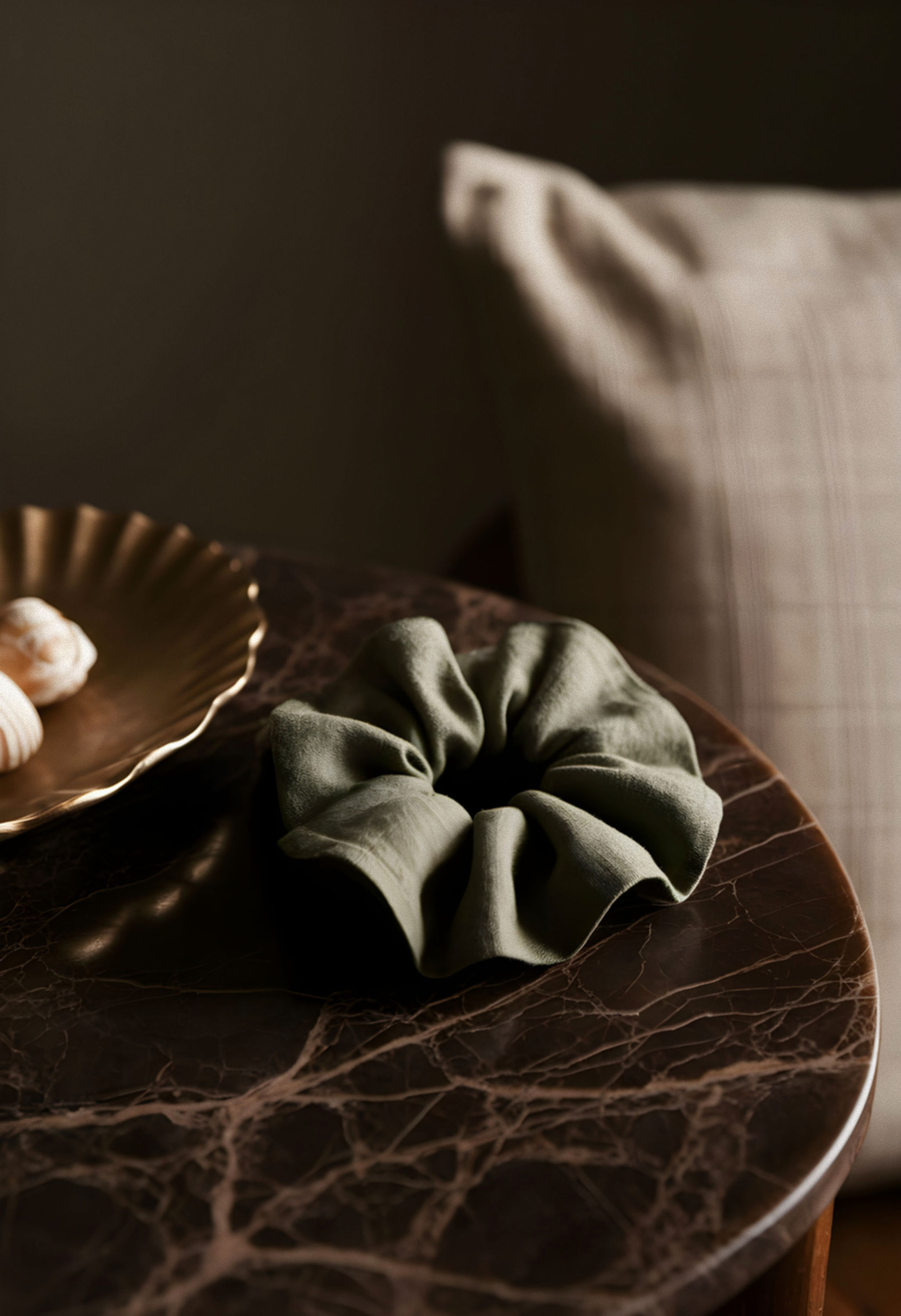 Linen Scrunchie Moss Green