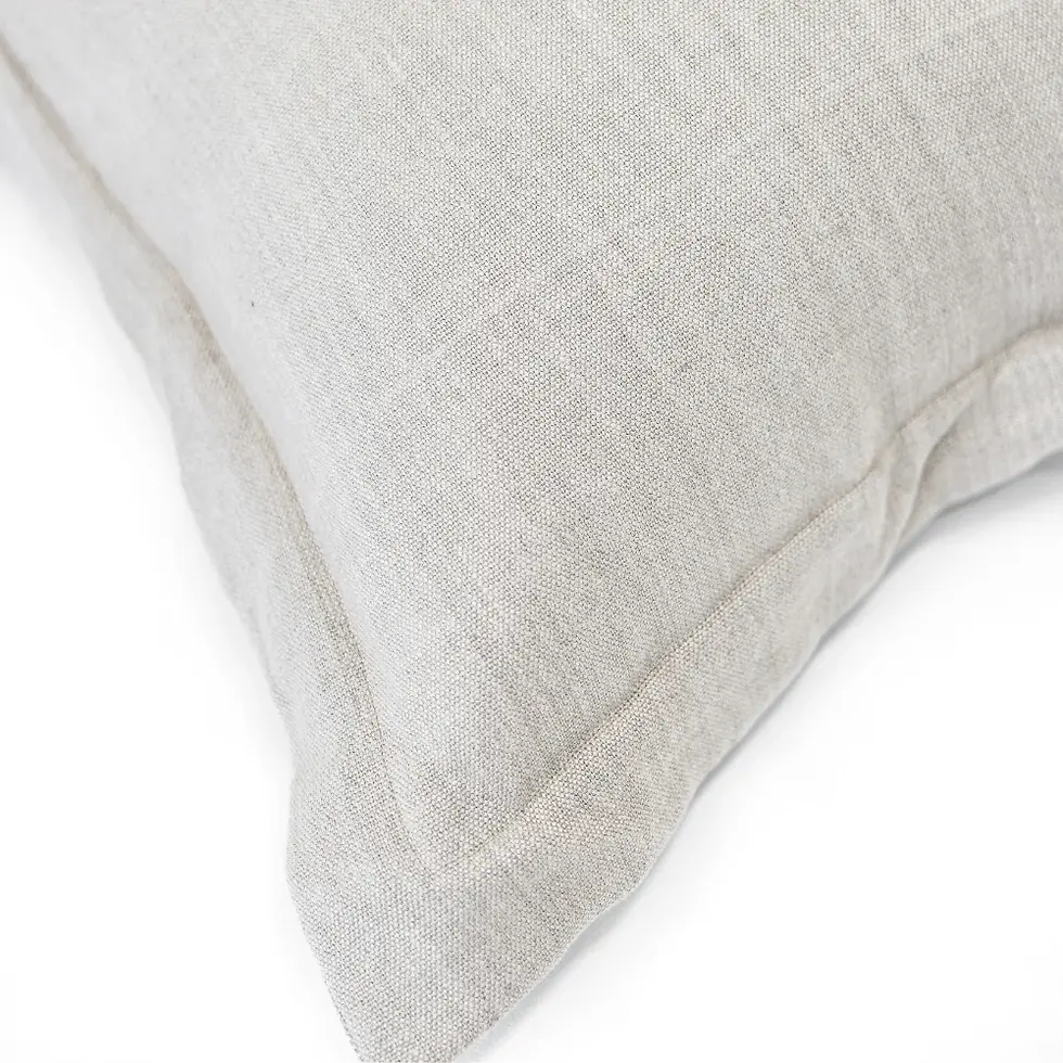 Thumbnail: Flange Dark Natural Linen Throw Cover (Set of 2)