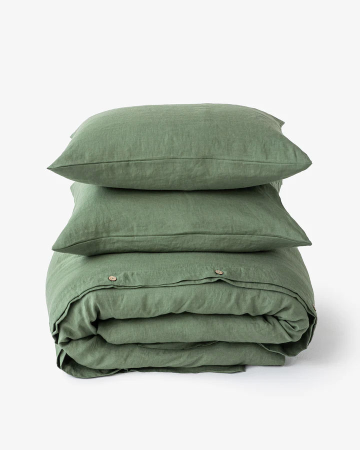 Thumbnail: Diana Linen Cotton Forest Green Sheet Set