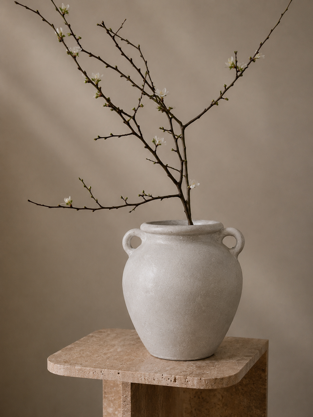 Anyara Handcrafted Vase White Blend 8" H x 5" D
