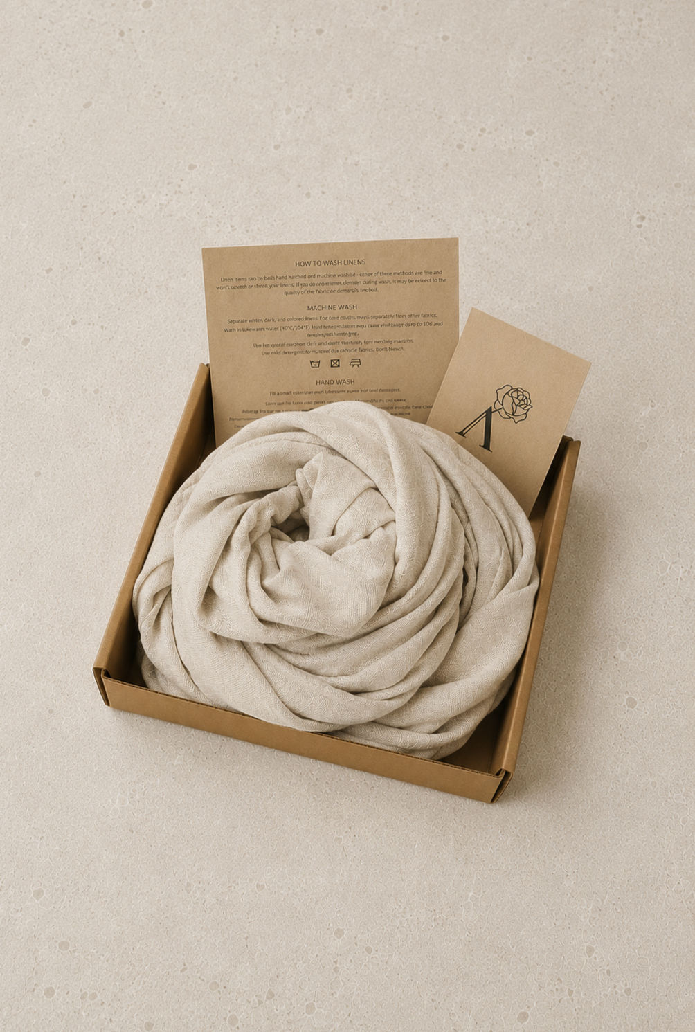 Oversized Linen Shawl in Beige