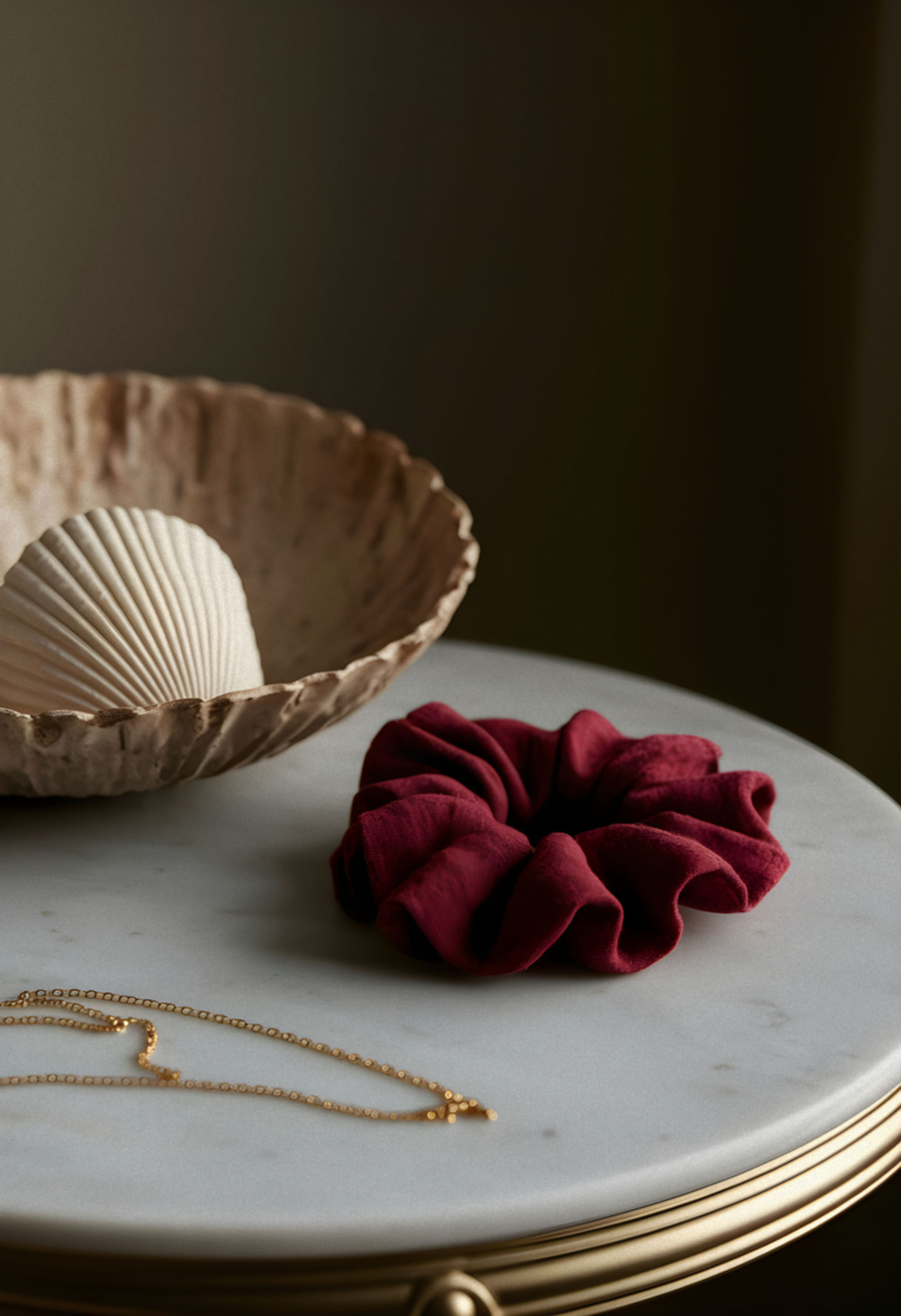 Linen Scrunchie Deep Red