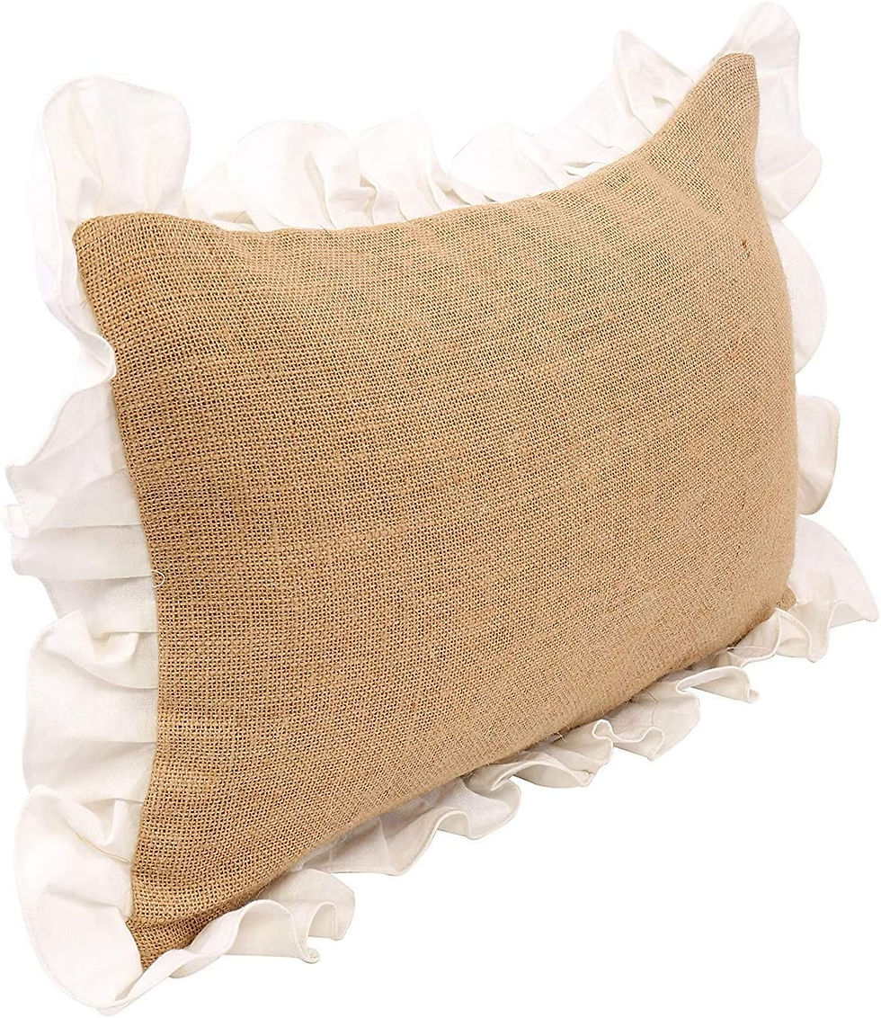 Thumbnail: Muli Ruffled Burlap Lumbar Pillowcase (Set of 2)
