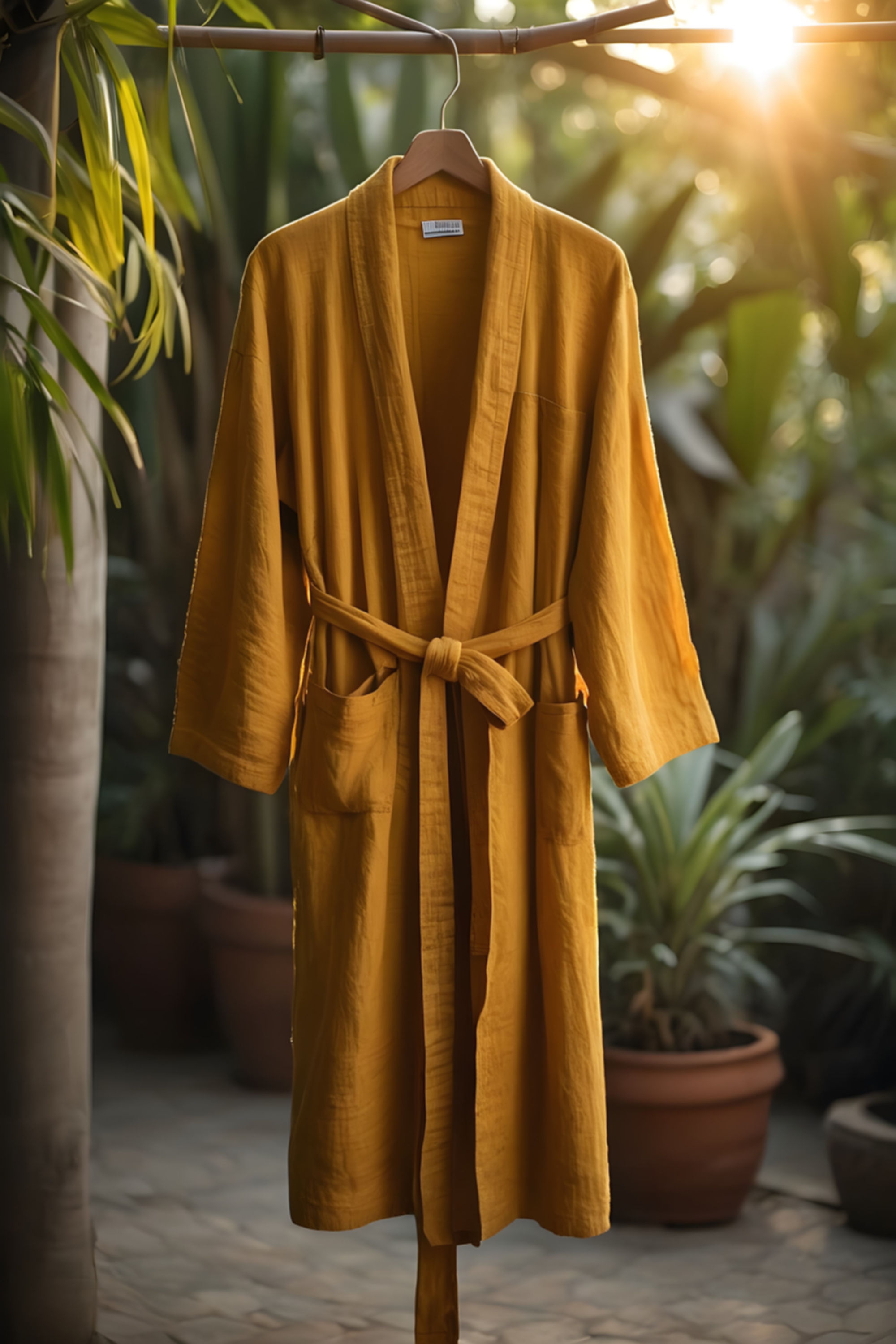 CalmWear Wrap Robe Mustard