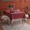 Thumbnail: Textured Linen Cotton Trimmed Tablecloth Rust-Natural