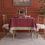 Thumbnail: Textured Linen Cotton Trimmed Tablecloth Rust-Natural